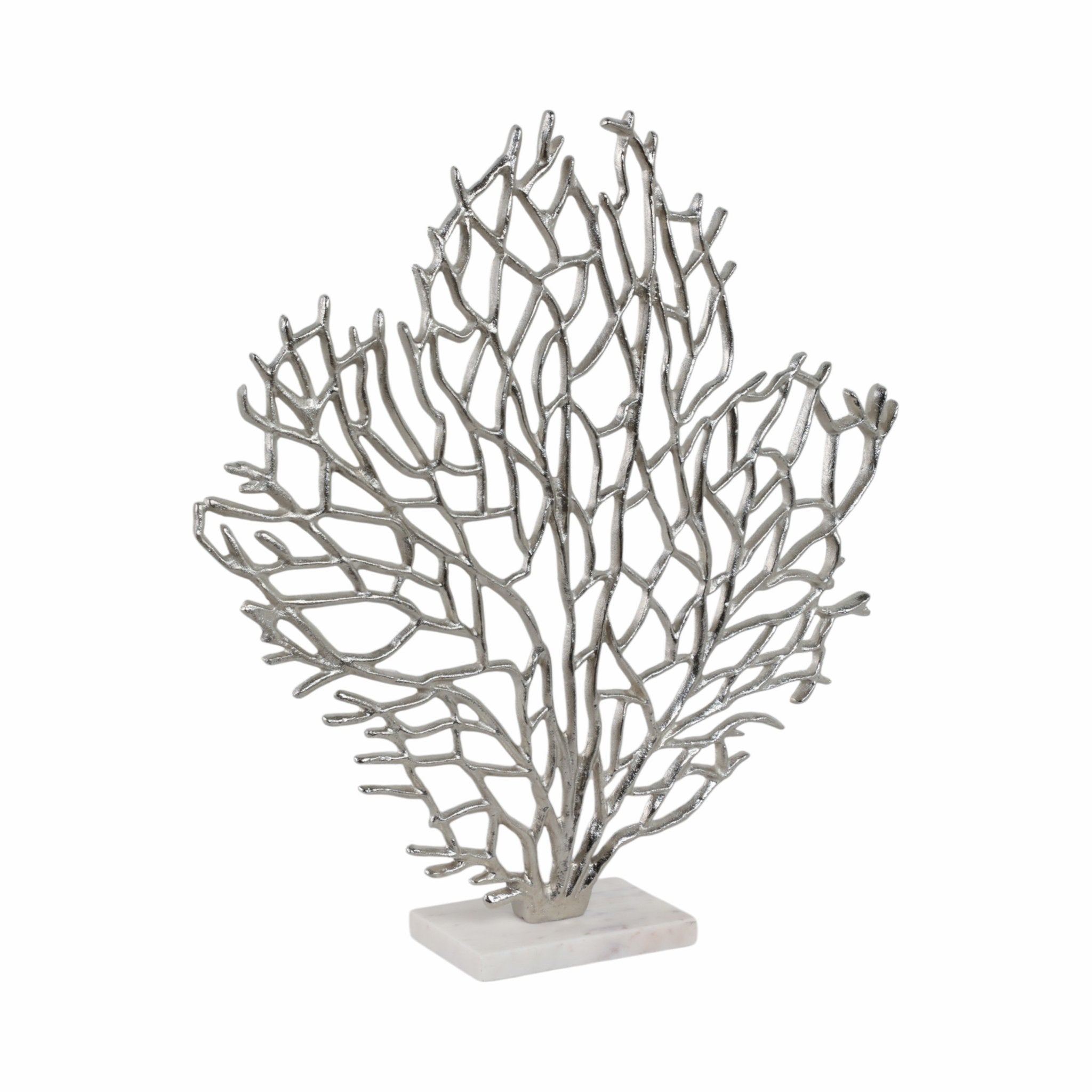 Metal, 21" Coral On Marble Base, Silver Table Decors| Sagebrook Home