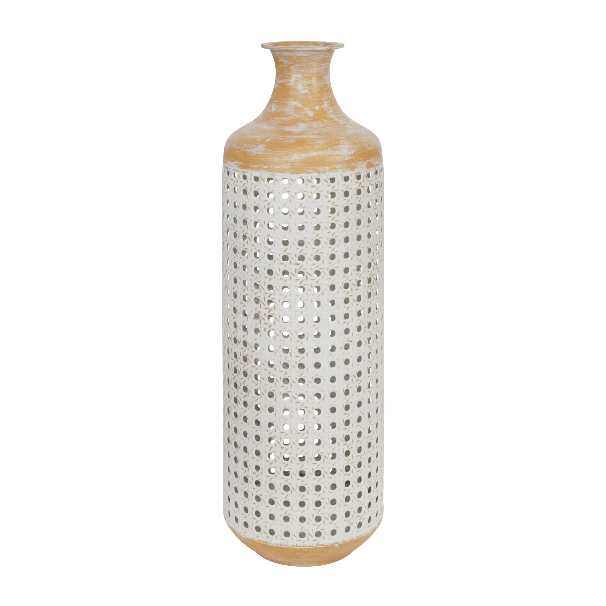 METAL 22" 2-TONE VASE, WHITE Vases and Jars| Sagebrook Home