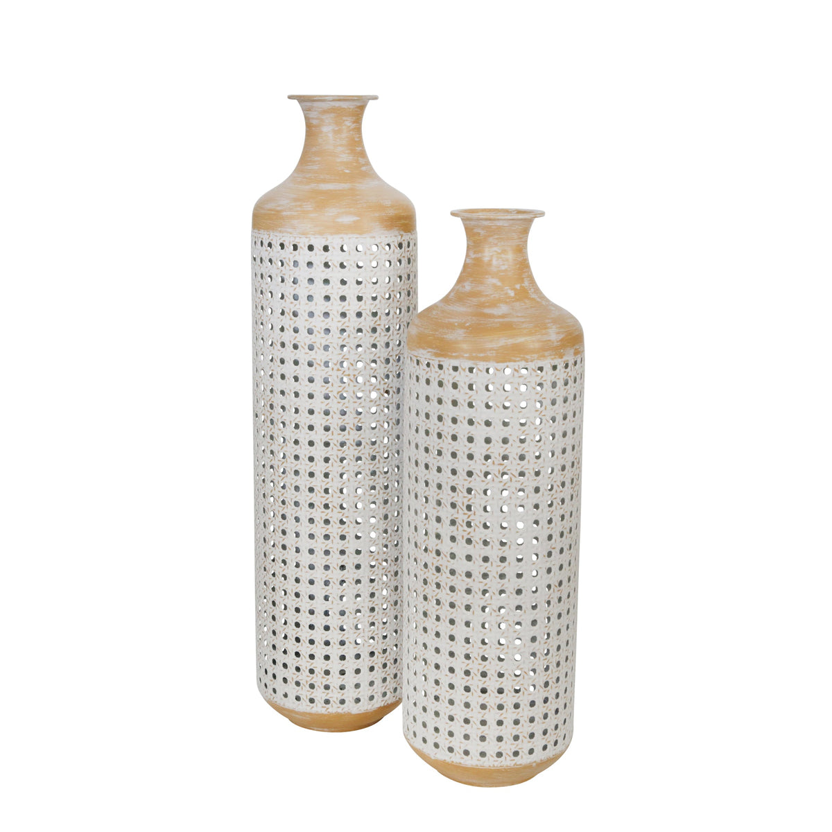 METAL 22" 2-TONE VASE, WHITE Vases and Jars| Sagebrook Home