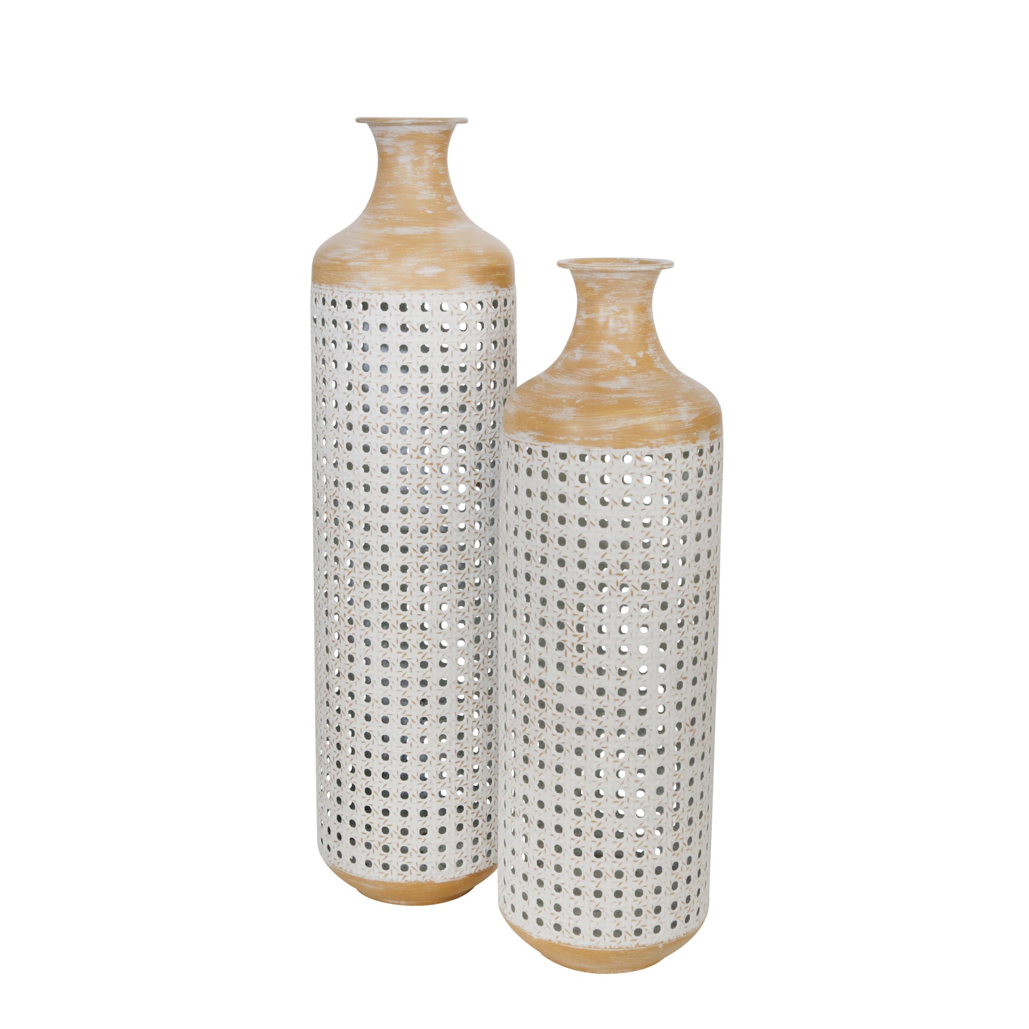METAL 22" 2-TONE VASE, WHITE Vases and Jars| Sagebrook Home