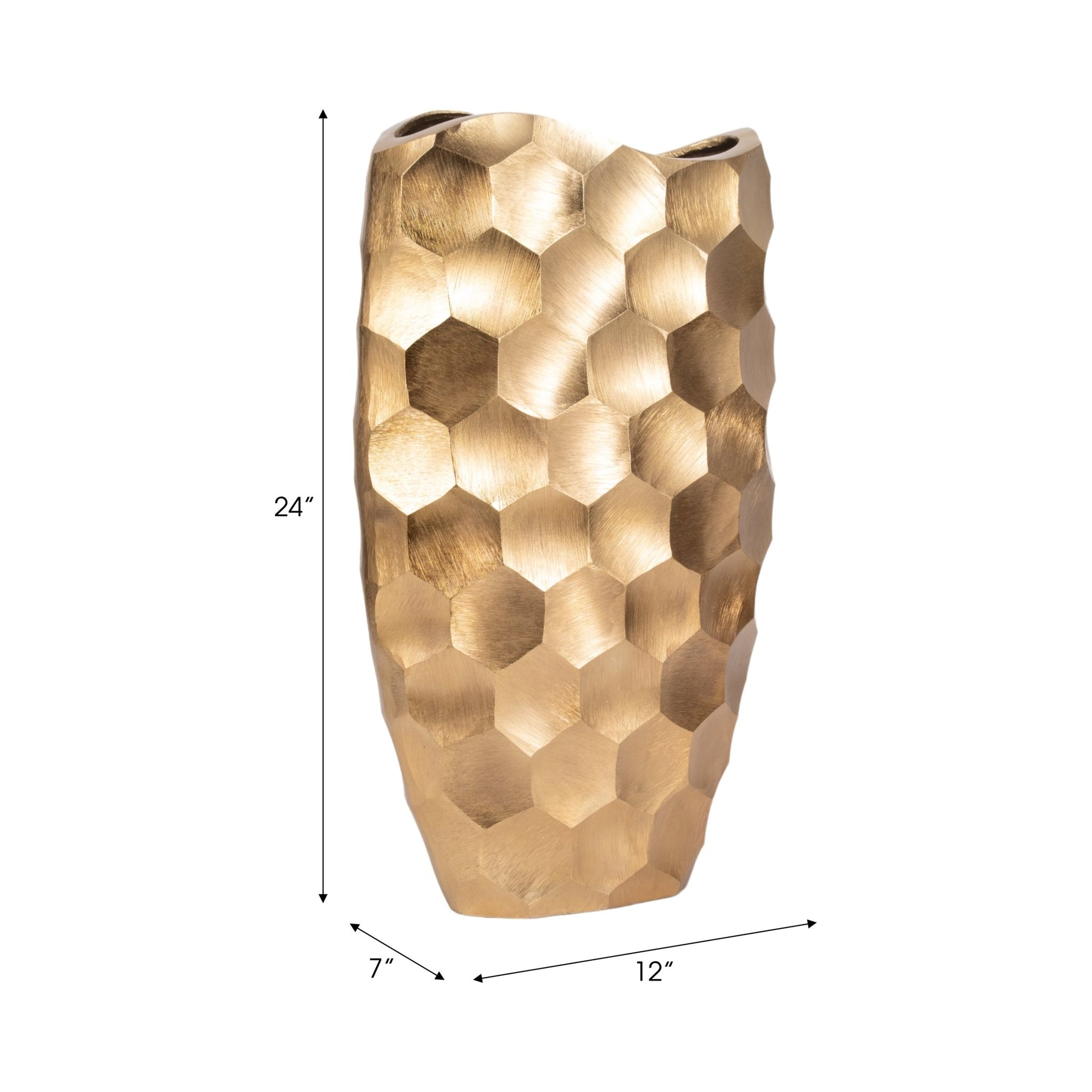 METAL, 24" HONEYCOMB VASE, GOLD | Sagebrook Home