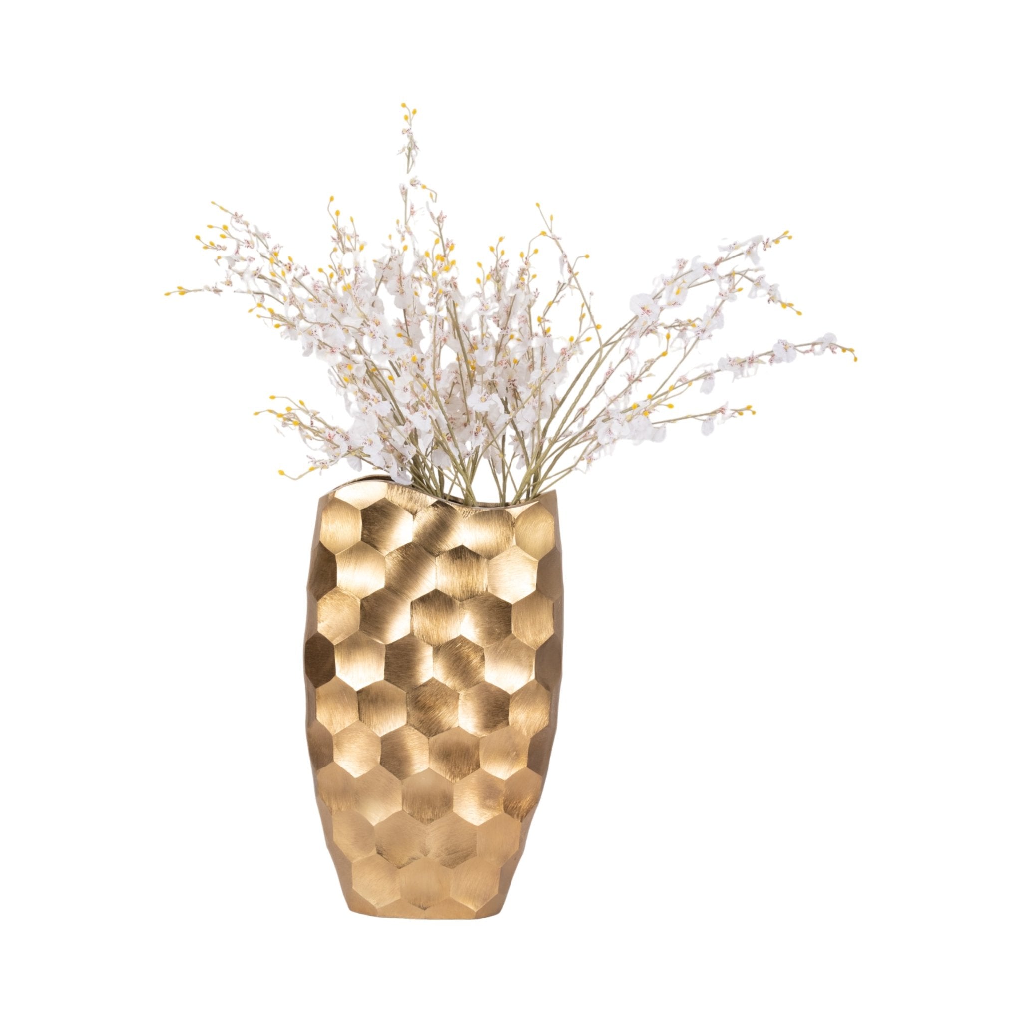 METAL, 24" HONEYCOMB VASE, GOLD | Sagebrook Home