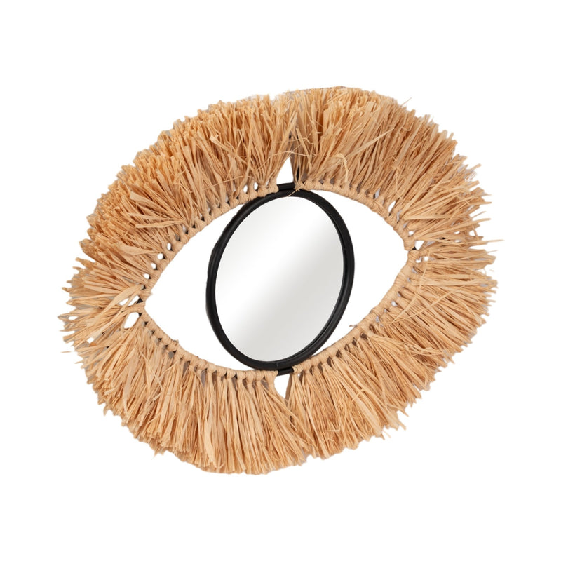 METAL, 24" MIRRORED EYE WALL DECO, BROWN - Al Rugaib Furniture