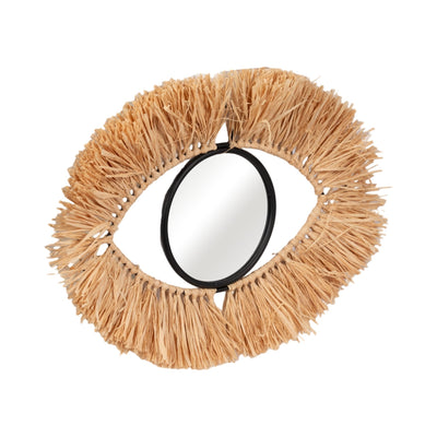 METAL, 24" MIRRORED EYE WALL DECO, BROWN - Al Rugaib Furniture