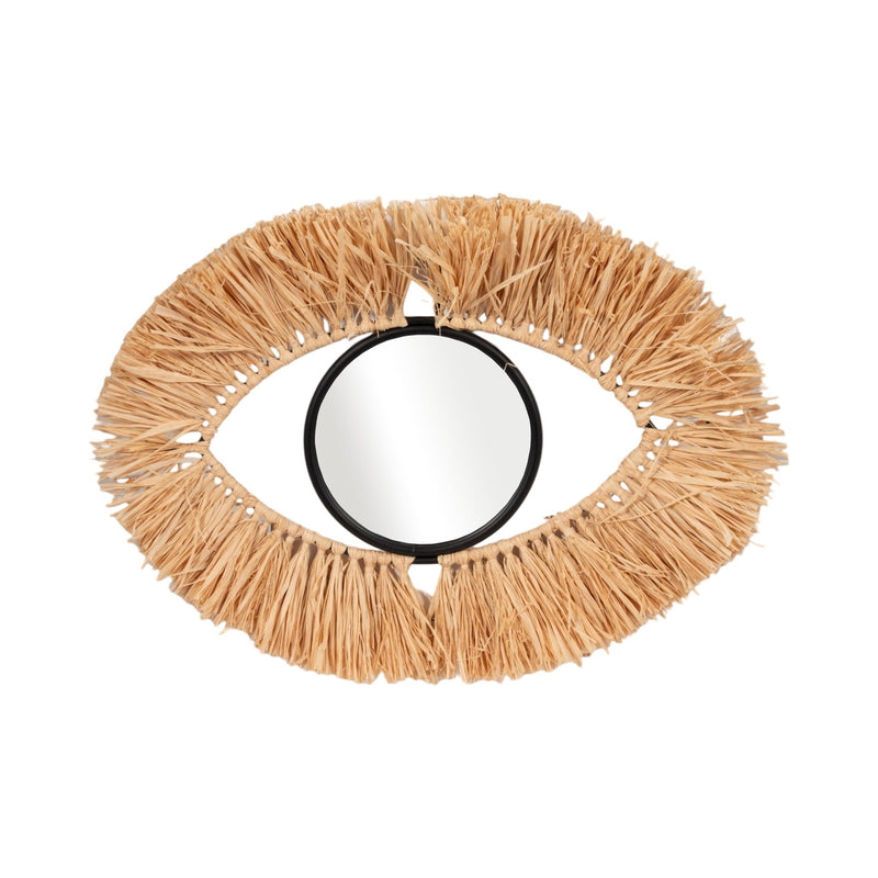 METAL, 24" MIRRORED EYE WALL DECO, BROWN - Al Rugaib Furniture