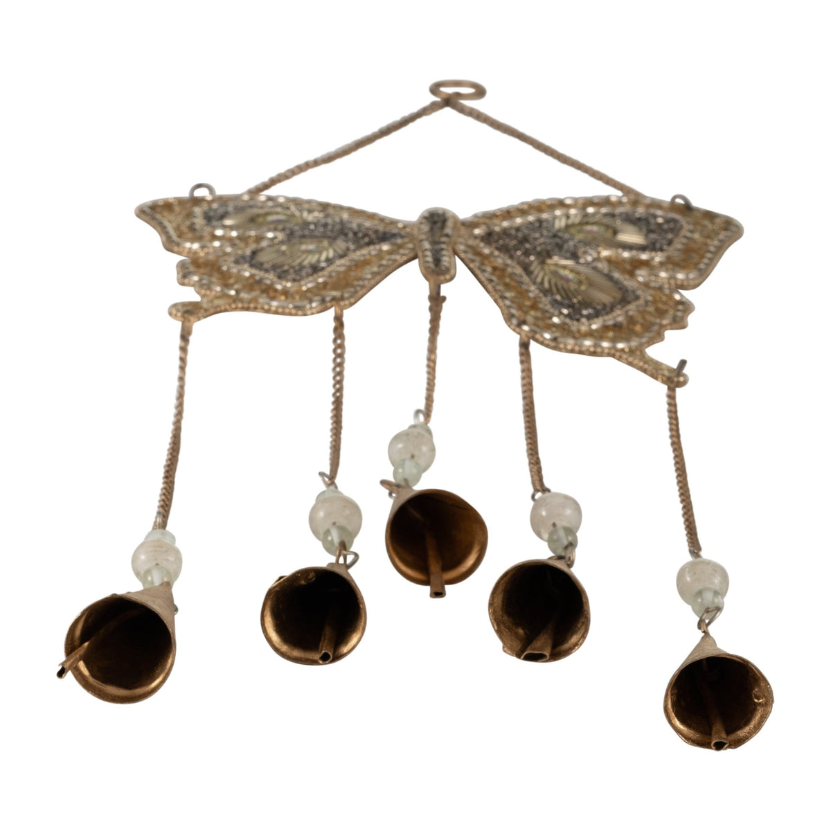 Metal, 24" Mosaic Butterfly Chime, Gold Table Decors| Sagebrook Home