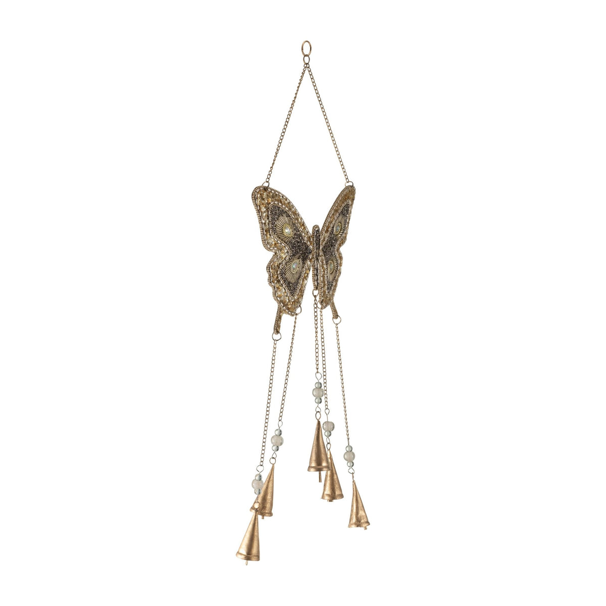 Metal, 24" Mosaic Butterfly Chime, Gold Table Decors| Sagebrook Home