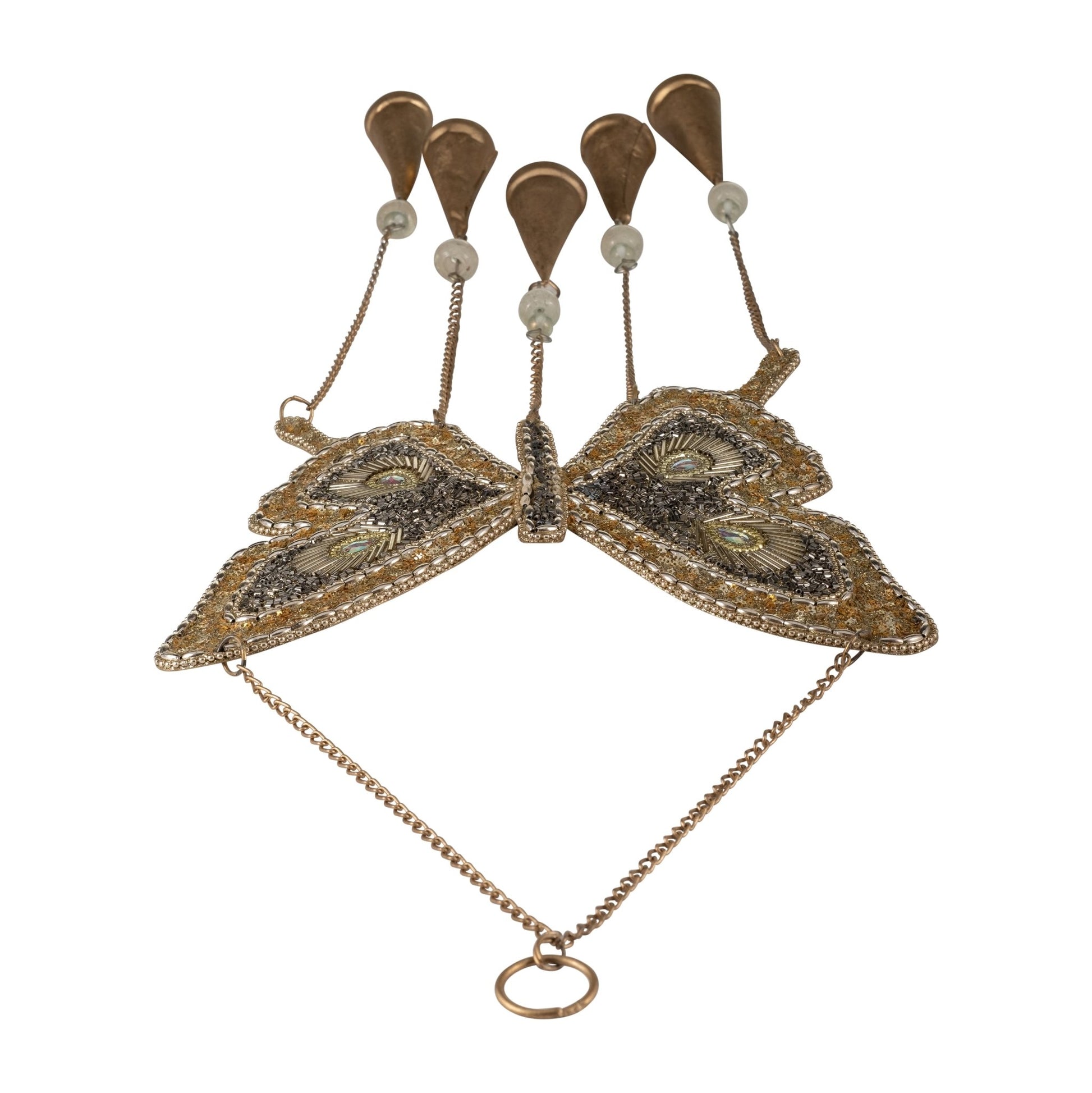Metal, 24" Mosaic Butterfly Chime, Gold Table Decors| Sagebrook Home