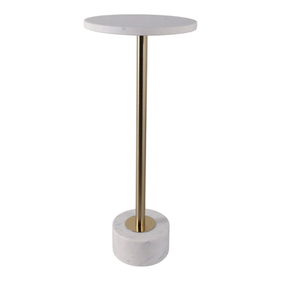 METAL, 24" SIDE TABLE MARBLE TOP, WHITE/GOLD KD - Al Rugaib Furniture