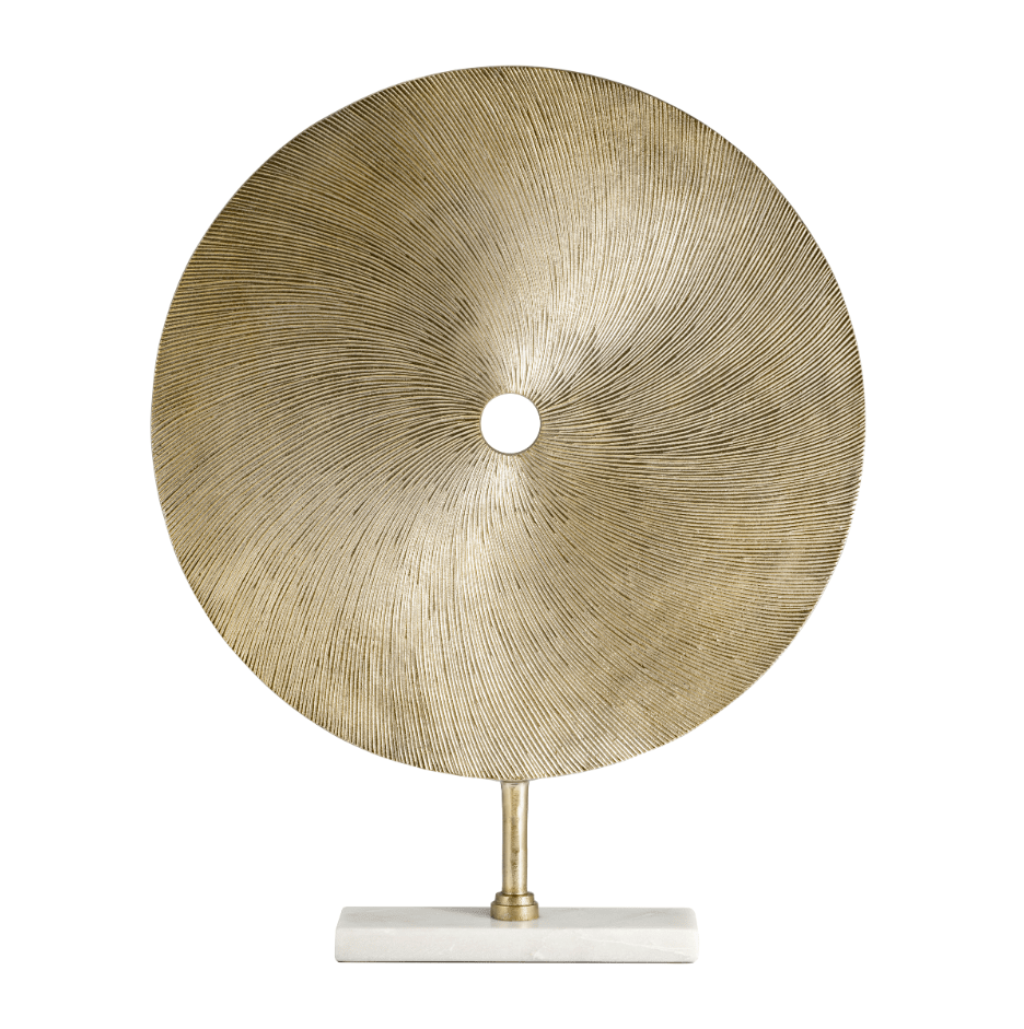 METAL 24" SWIRLY DISC W/ STAND, GOLD Table Decors| Sagebrook Home