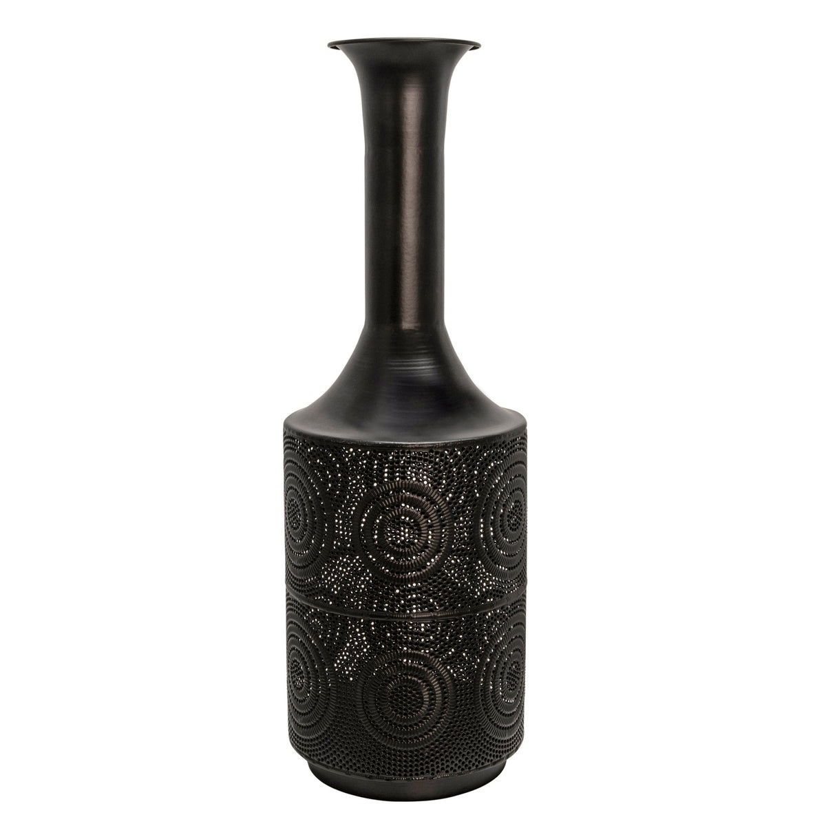 METAL 24" TEXTURED VASE, BLACK Vases and Jars| Sagebrook Home