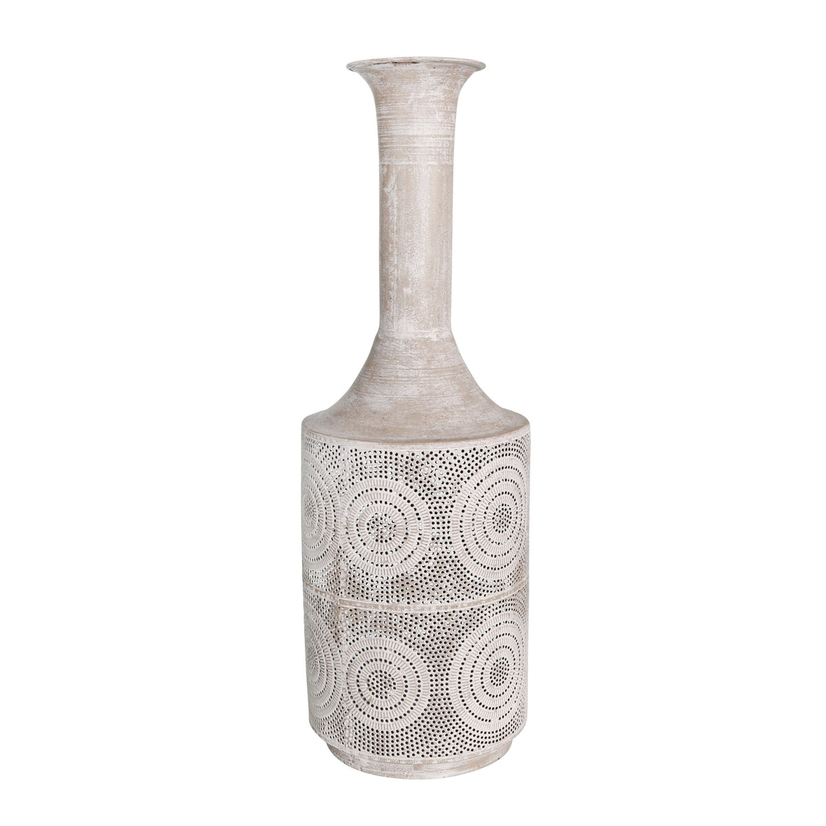 METAL 24" TEXTURED VASE, WHITE Vases and Jars| Sagebrook Home