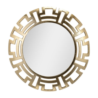 METAL, 24"D TRIBAL ROUND MIRROR, GOLD - Al Rugaib Furniture