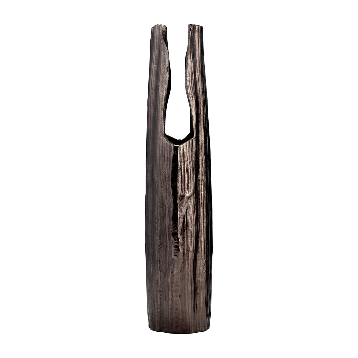 METAL, 24"H, ABSTRACT RIDGED VASE,BLK NICKEL | Sagebrook Home