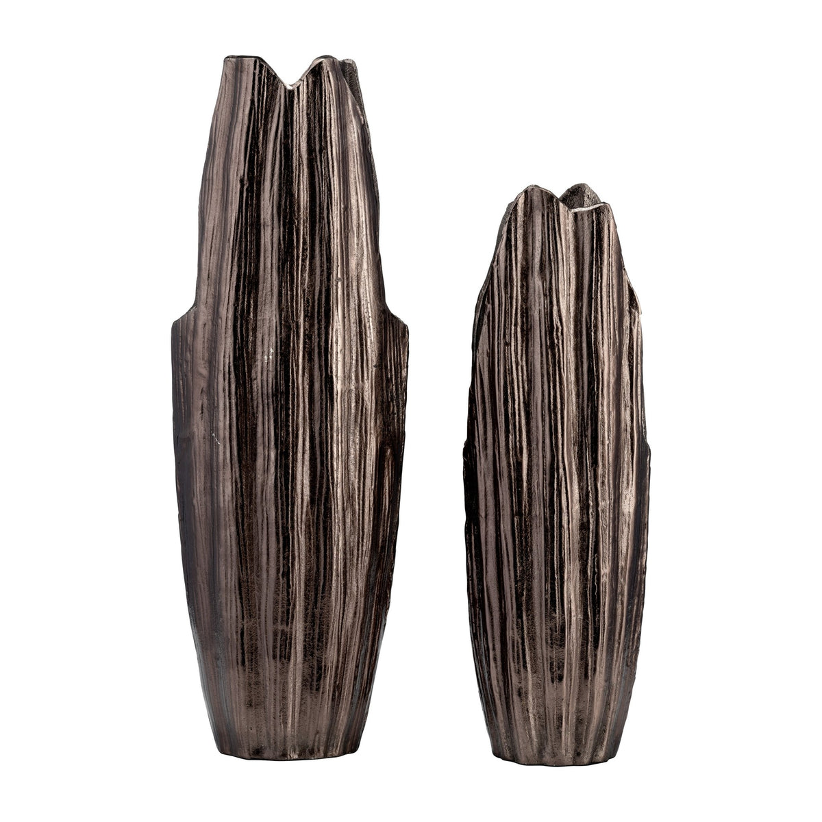 METAL, 24"H, ABSTRACT RIDGED VASE,BLK NICKEL | Sagebrook Home