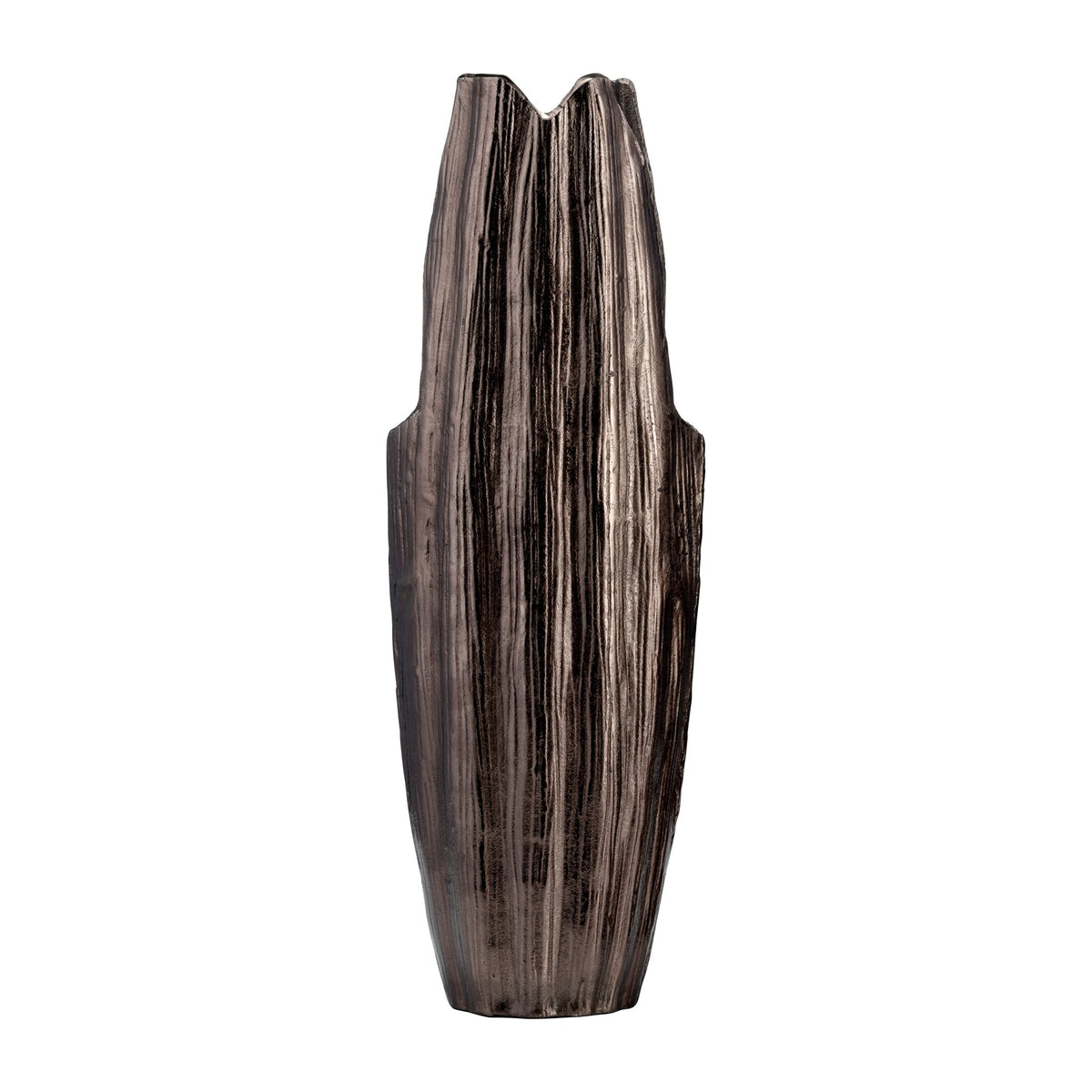 METAL, 24"H, ABSTRACT RIDGED VASE,BLK NICKEL | Sagebrook Home