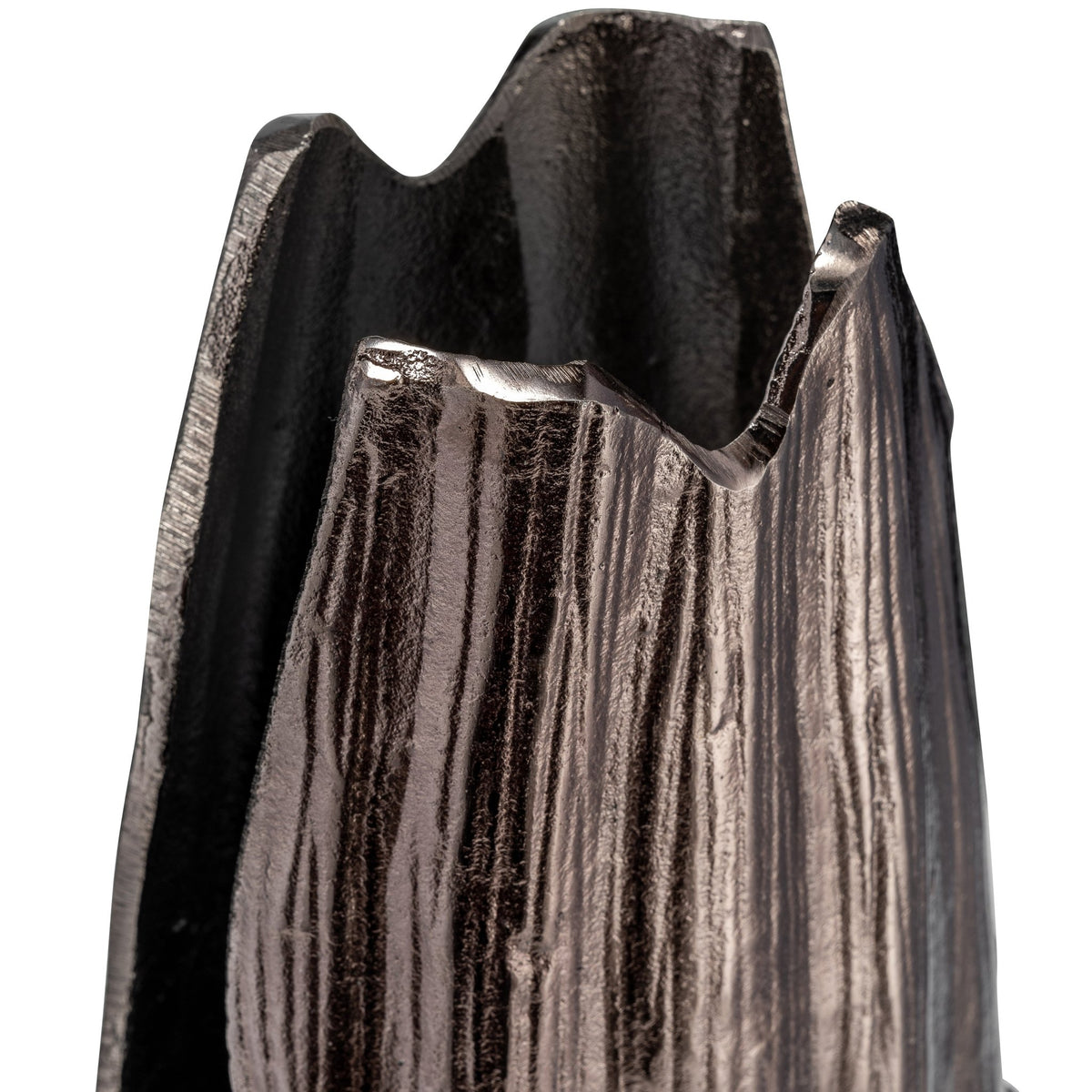 METAL, 24"H, ABSTRACT RIDGED VASE,BLK NICKEL | Sagebrook Home