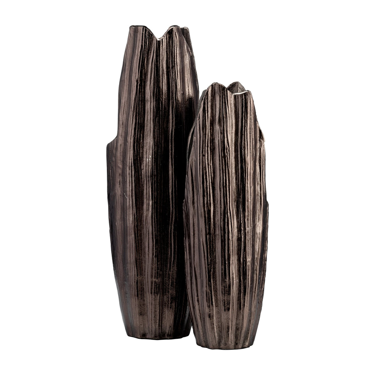METAL, 24"H, ABSTRACT RIDGED VASE,BLK NICKEL | Sagebrook Home