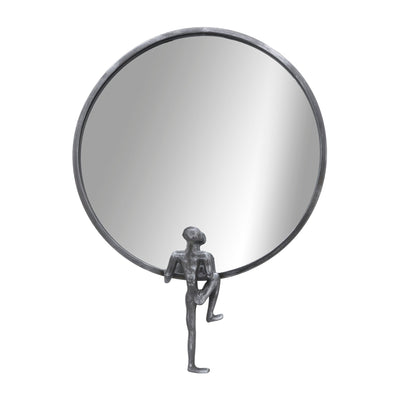 METAL, 24"H, MIRROR WITH MAN DECO, BLACK - Al Rugaib Furniture
