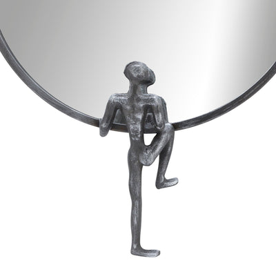 METAL, 24"H, MIRROR WITH MAN DECO, BLACK - Al Rugaib Furniture