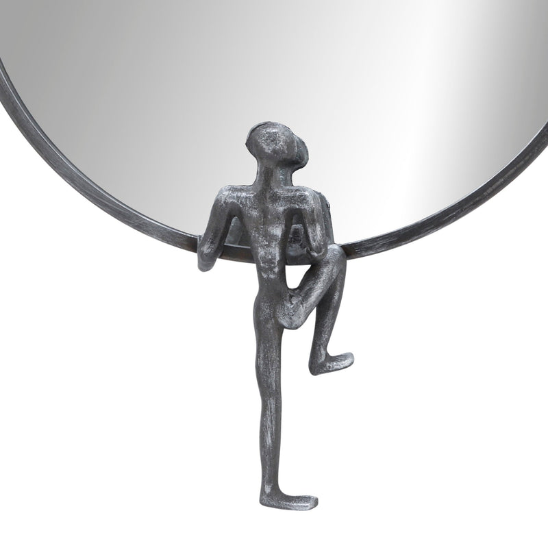METAL, 24"H, MIRROR WITH MAN DECO, BLACK - Al Rugaib Furniture