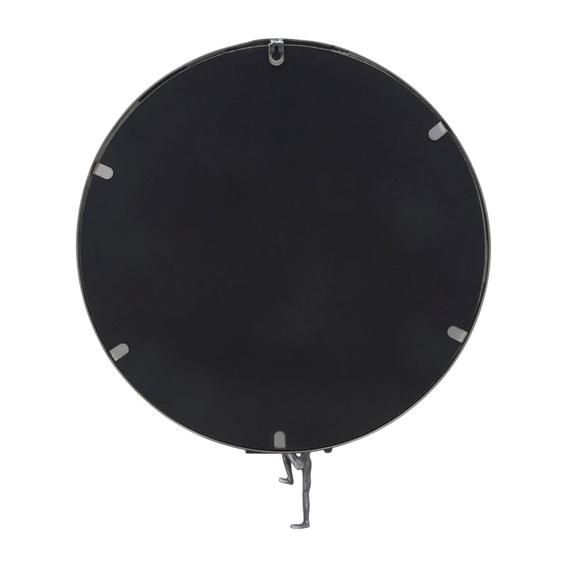 METAL, 24"H, MIRROR WITH MAN DECO, BLACK - Al Rugaib Furniture