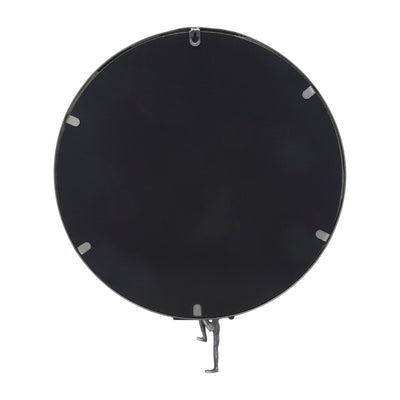 METAL, 24"H, MIRROR WITH MAN DECO, BLACK - Al Rugaib Furniture