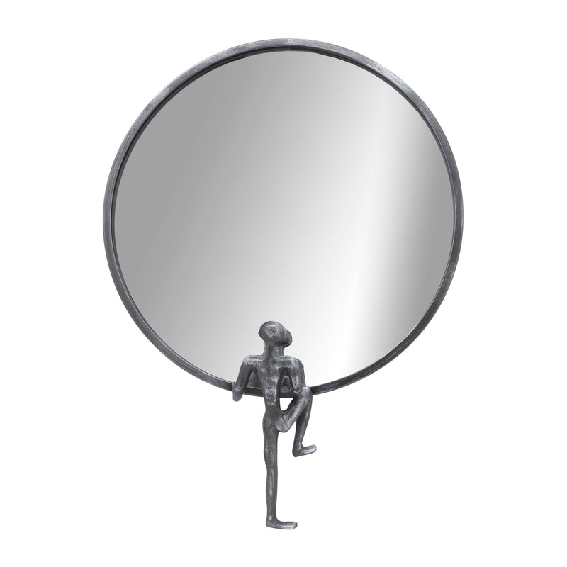 METAL, 24"H, MIRROR WITH MAN DECO, BLACK - Al Rugaib Furniture