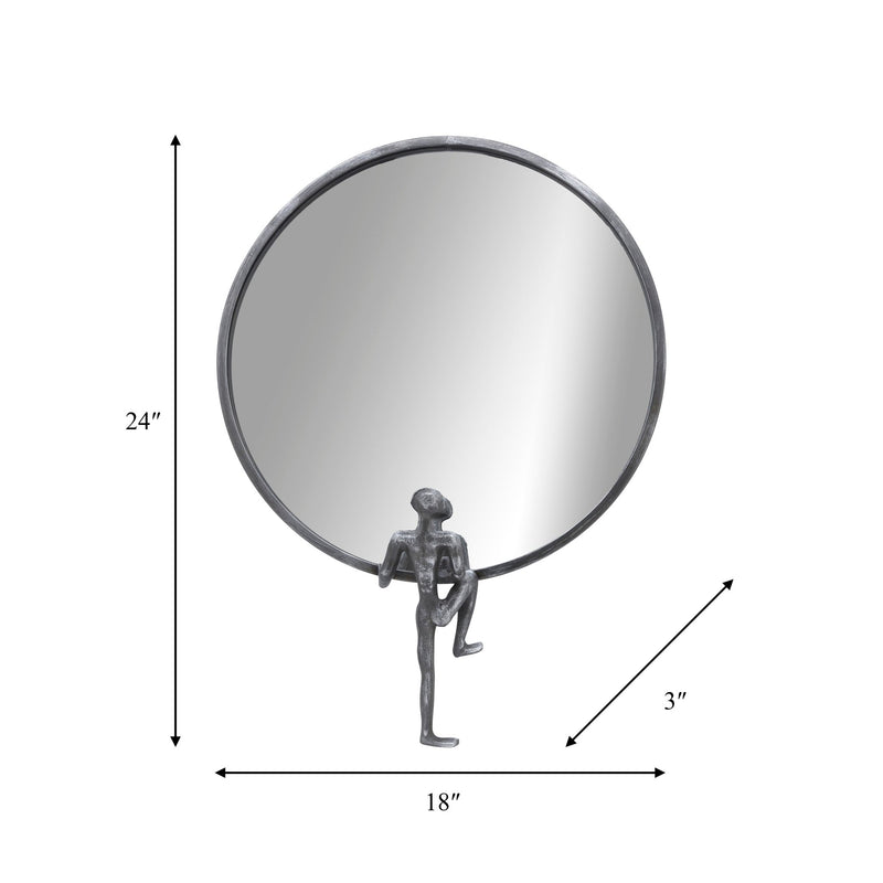 METAL, 24"H, MIRROR WITH MAN DECO, BLACK - Al Rugaib Furniture