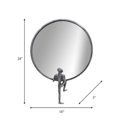 METAL, 24"H, MIRROR WITH MAN DECO, BLACK - Al Rugaib Furniture
