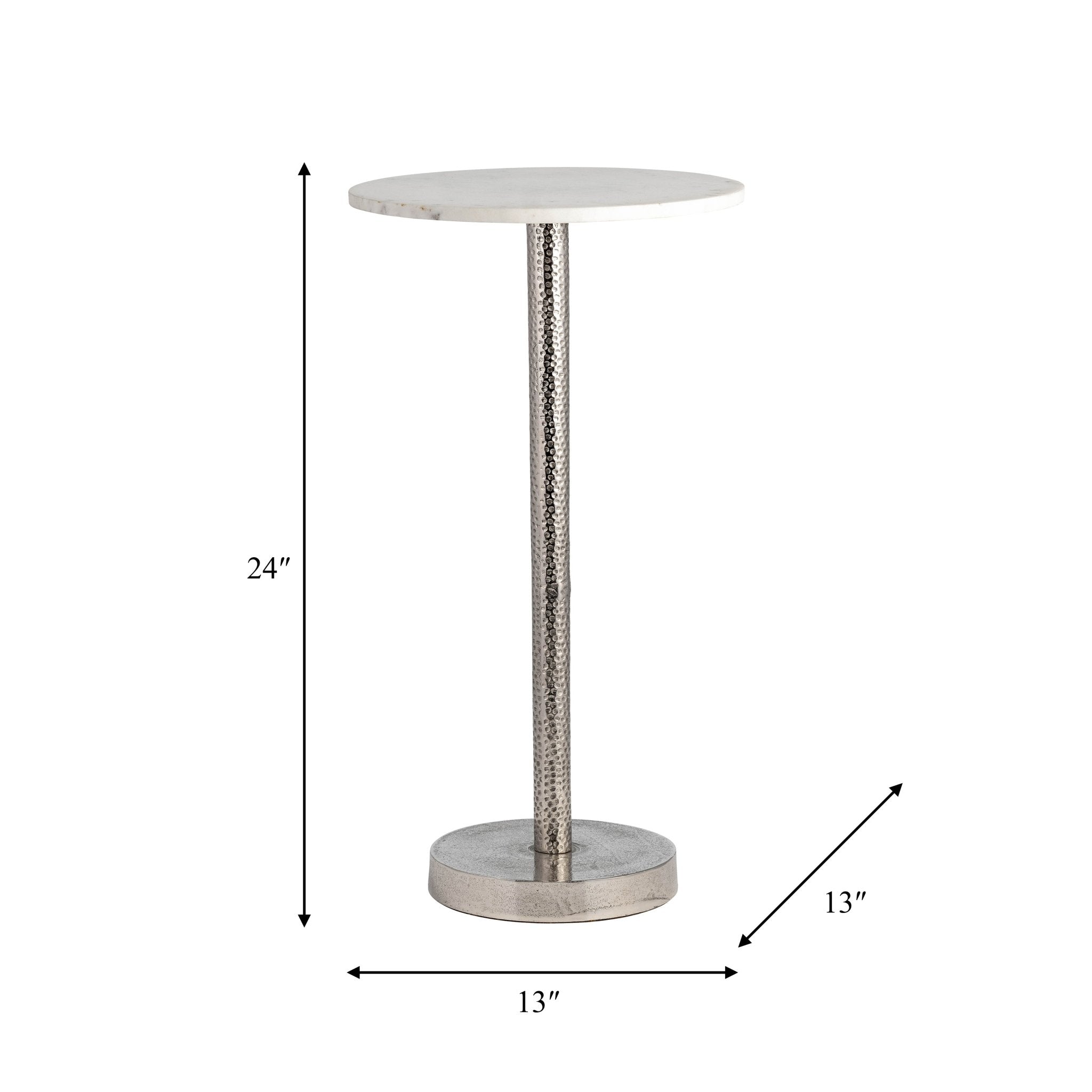 METAL, 24"H ROUND DRINK TABLE - FLAT BASE, SILVER/ Accent & End Tables| Sagebrook Home