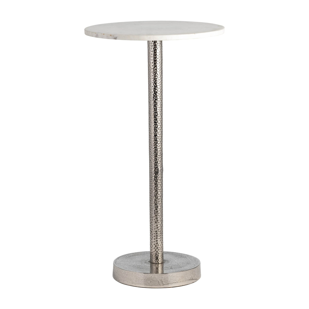 METAL, 24"H ROUND DRINK TABLE - FLAT BASE, SILVER/ Accent & End Tables| Sagebrook Home