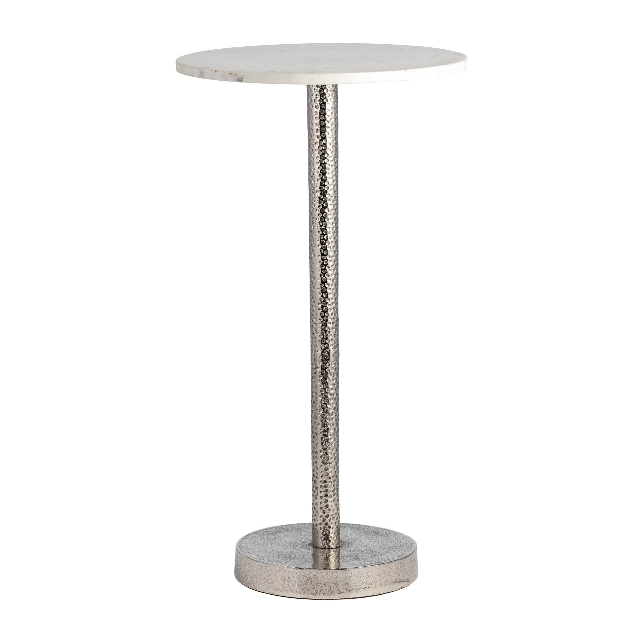 METAL, 24"H ROUND DRINK TABLE - FLAT BASE, SILVER/ Accent & End Tables| Sagebrook Home