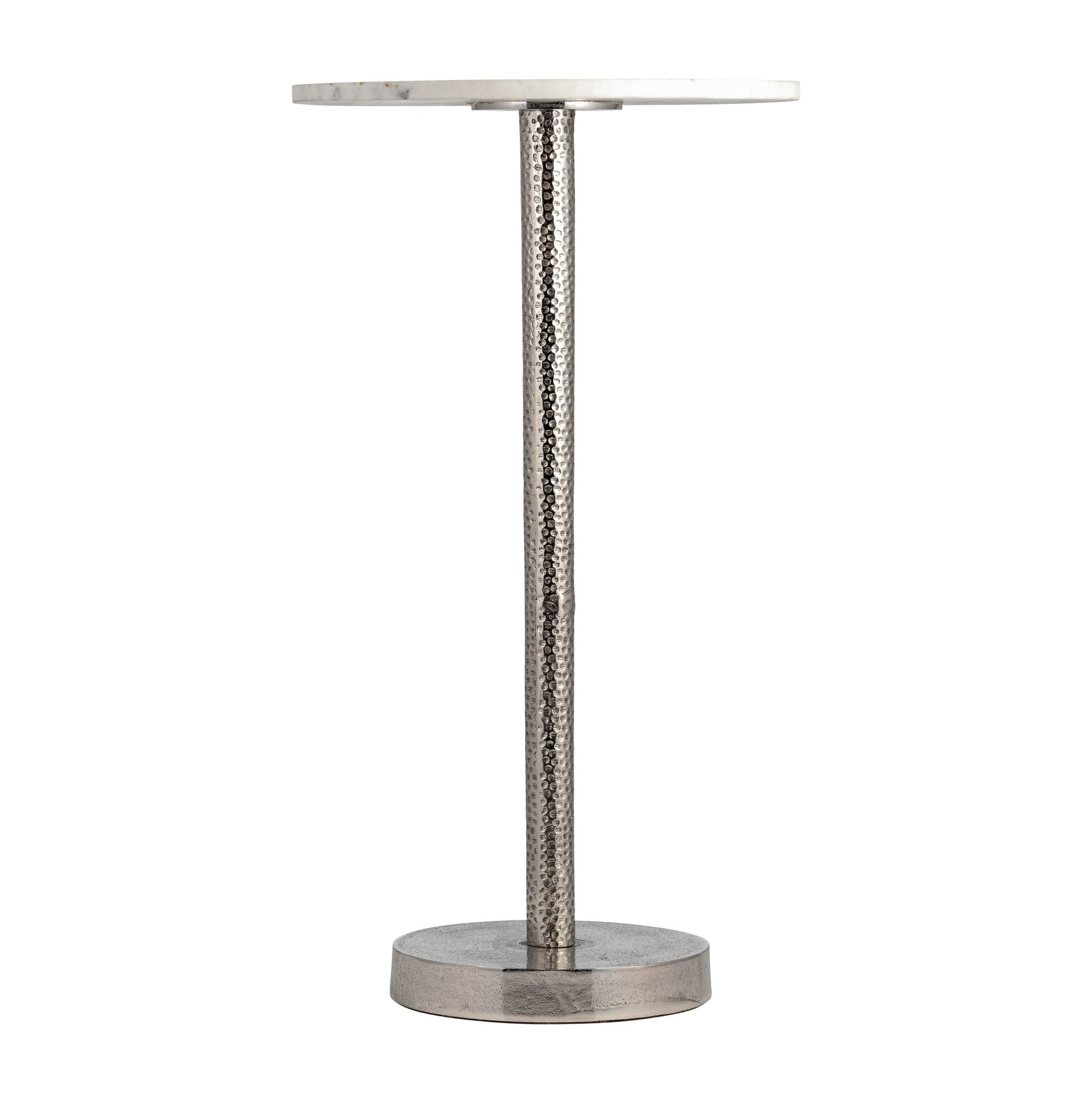 METAL, 24"H ROUND DRINK TABLE - FLAT BASE, SILVER/ Accent & End Tables| Sagebrook Home