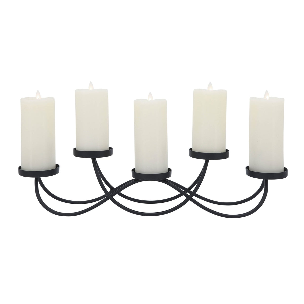 METAL, 24"L 5-PILLAR HOLDERS, BLACK Candle Holders| Sagebrook Home