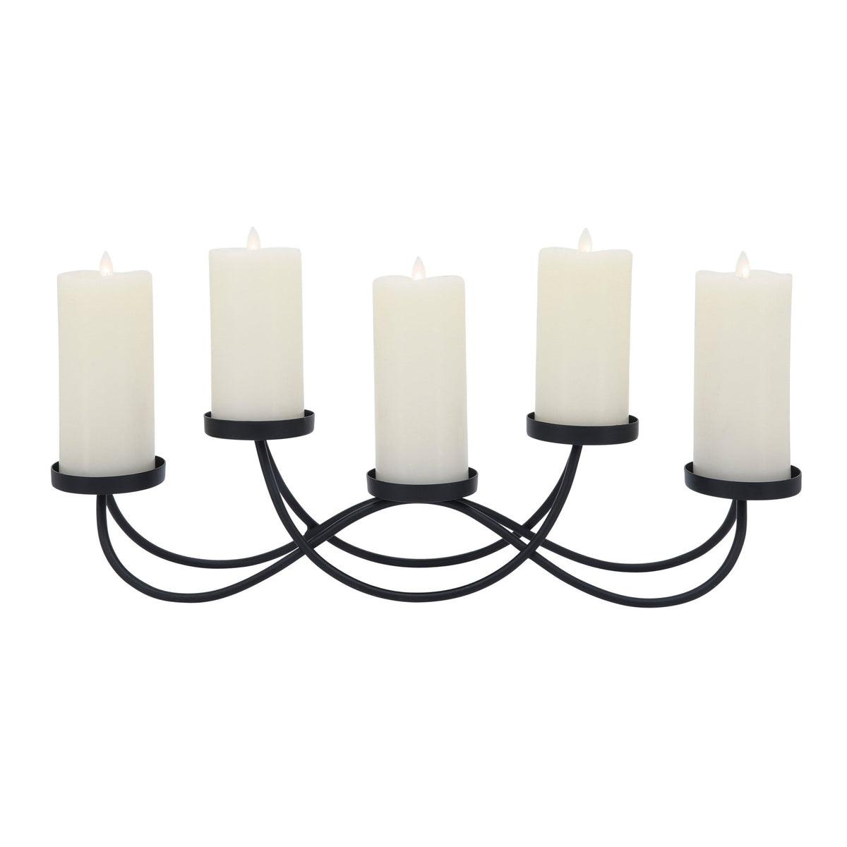 METAL, 24"L 5-PILLAR HOLDERS, BLACK Candle Holders| Sagebrook Home