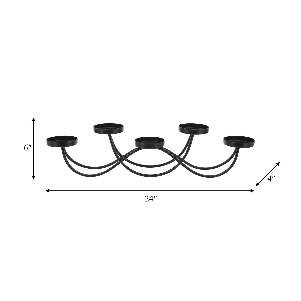 METAL, 24"L 5-PILLAR HOLDERS, BLACK Candle Holders| Sagebrook Home