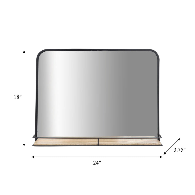 METAL, 24X18 MIRROR W/ FOLDING SHELF, BLACK/BROWN - Al Rugaib Furniture