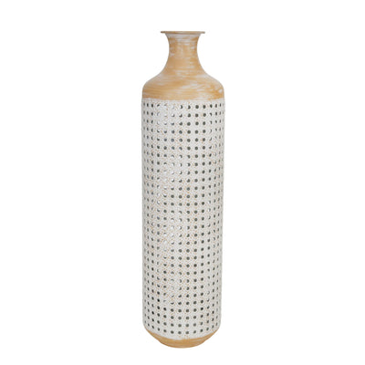 METAL 26" 2 - TONE VASE, WHITE - Al Rugaib Furniture