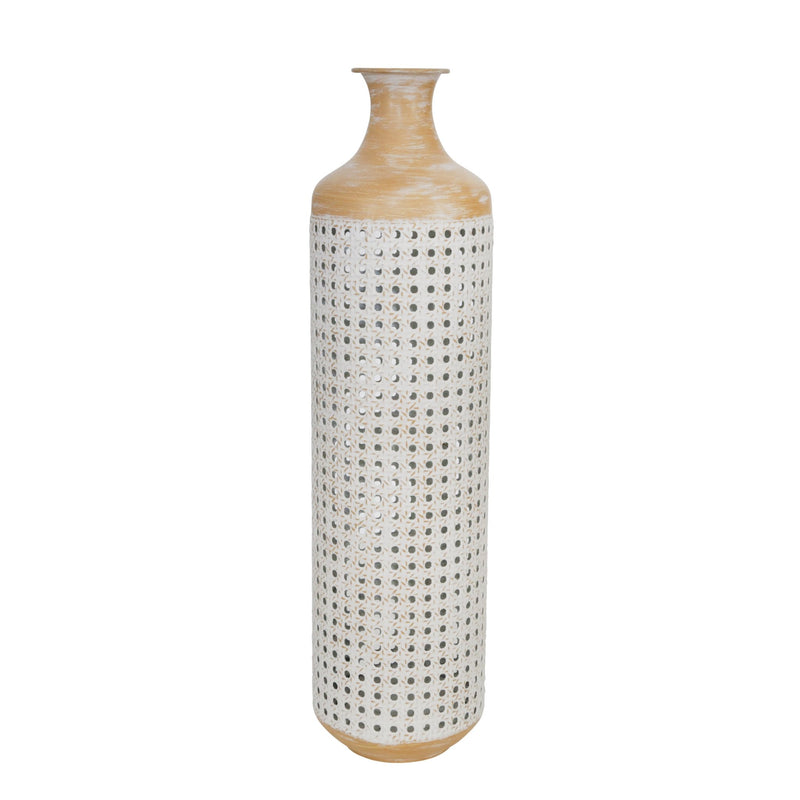 METAL 26" 2 - TONE VASE, WHITE - Al Rugaib Furniture