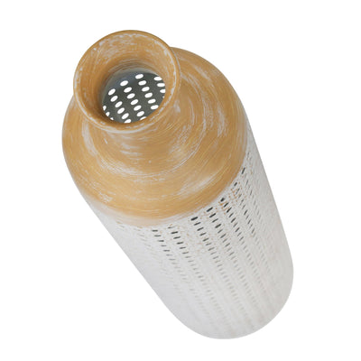 METAL 26" 2 - TONE VASE, WHITE - Al Rugaib Furniture