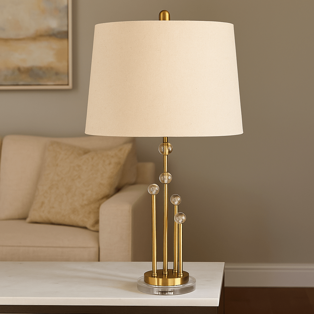 METAL 26" TUBE GARDEN TABLE LAMP, GOLD Table Lamps| Sagebrook Home