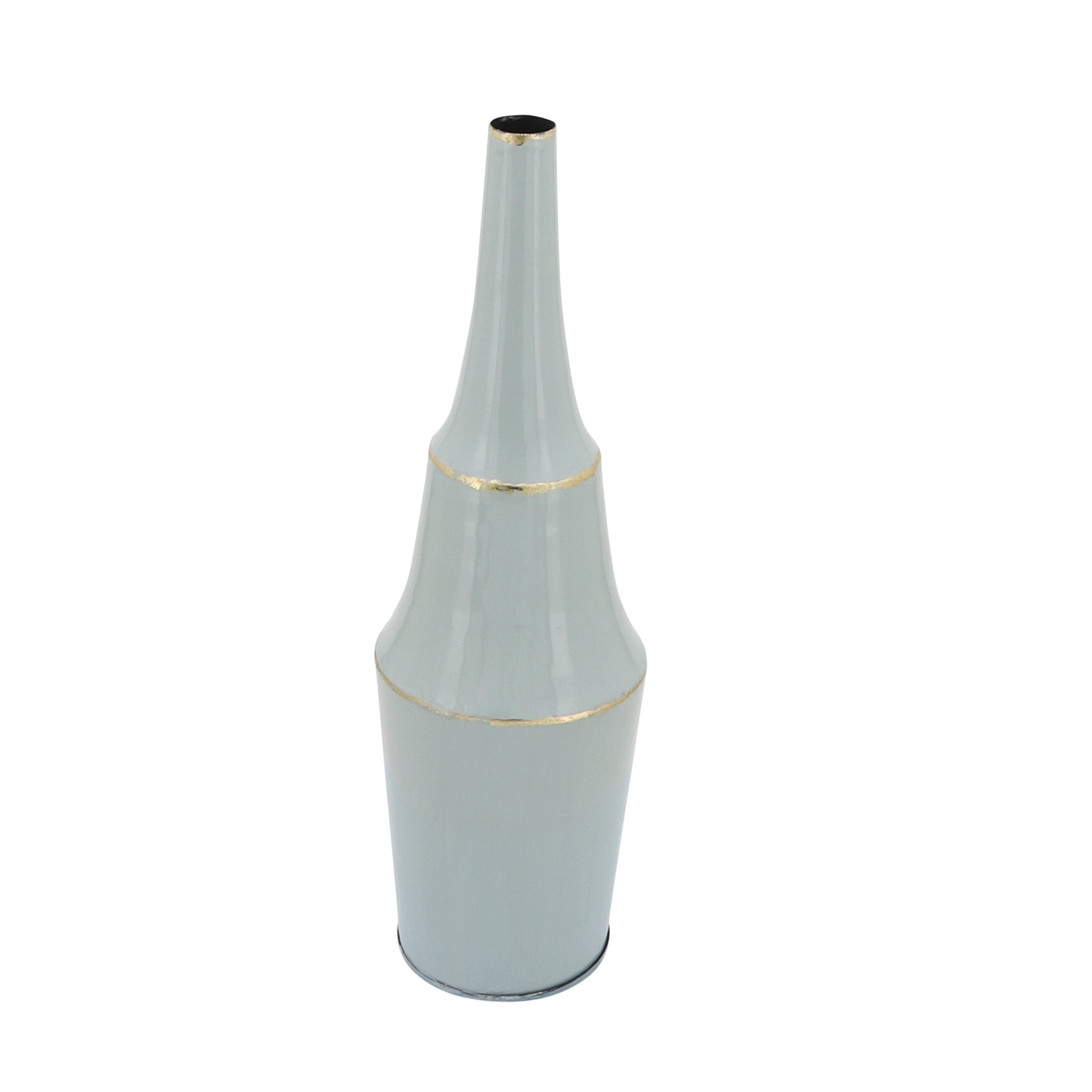 METAL, 27"H VASE W/ GOLD TRIMS, GRAY Vases and Jars| Sagebrook Home