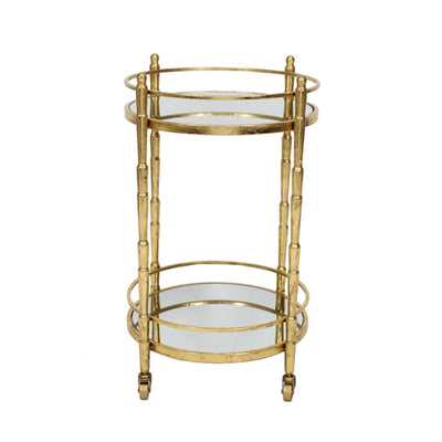 METAL 28" 2 TIER BAR CART, GOLD - Al Rugaib Furniture