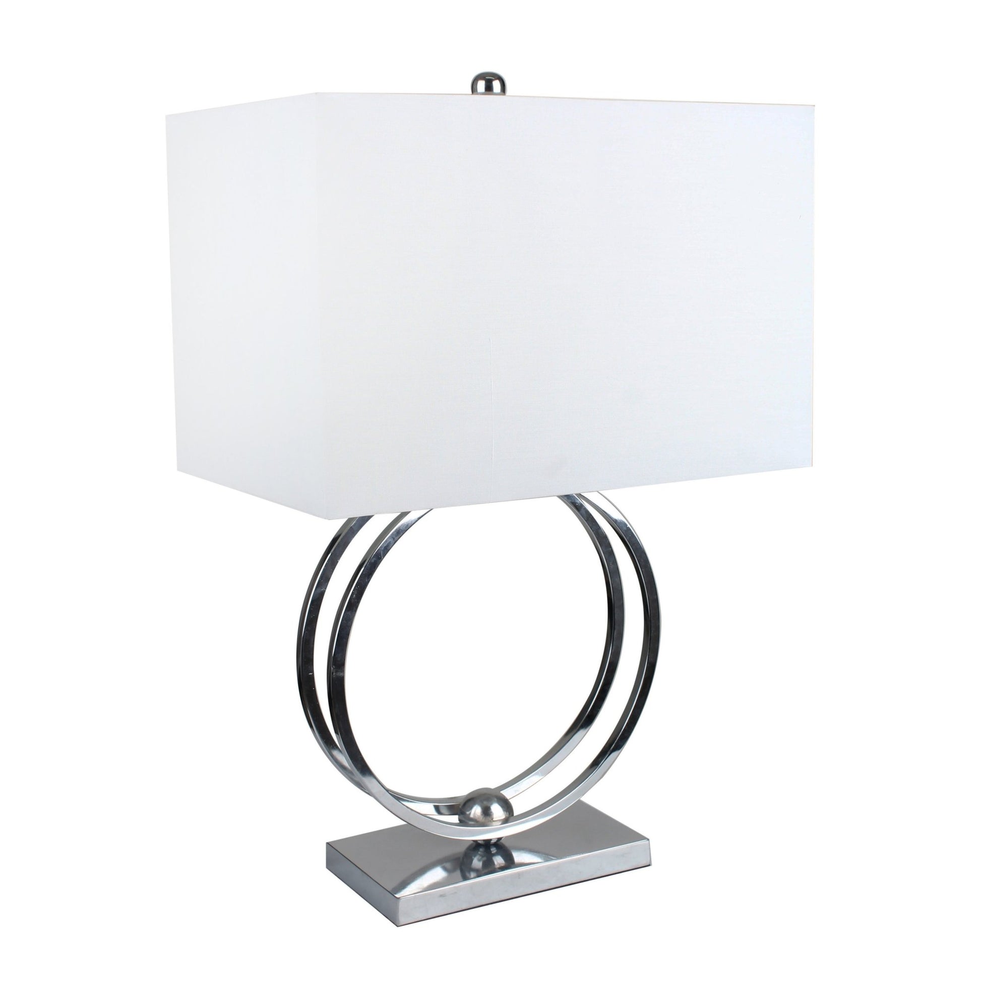 METAL 28" DOUBLE CIRCLE TABLELAMP, SILVER Table Lamps| Sagebrook Home