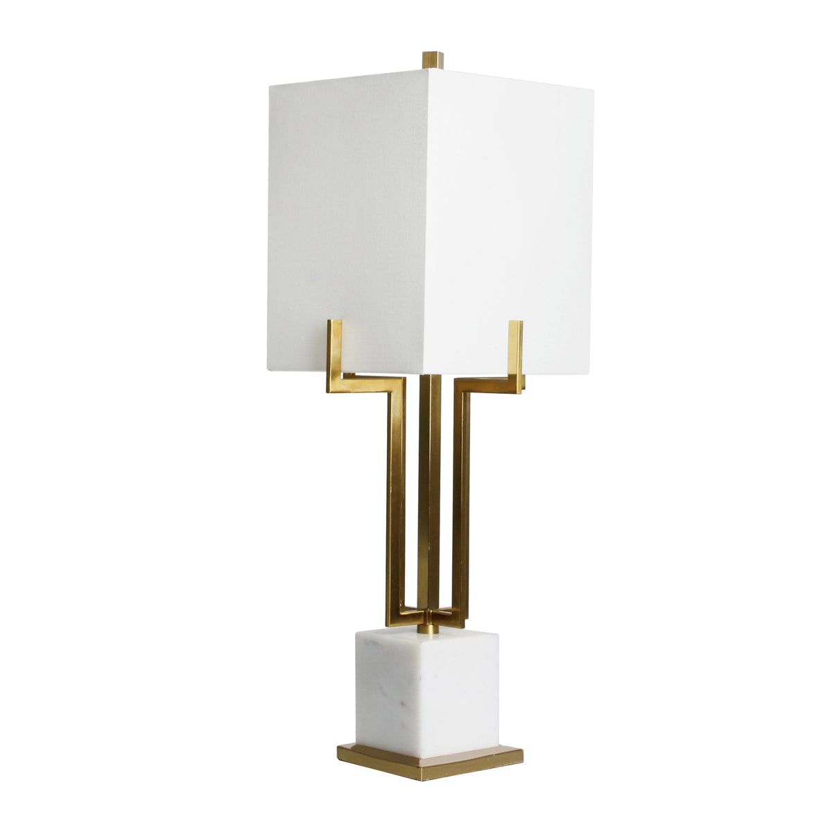 METAL 32" TABLE LAMP WITH WHITE MARBLE BASE, GOLD Table Lamps| Sagebrook Home