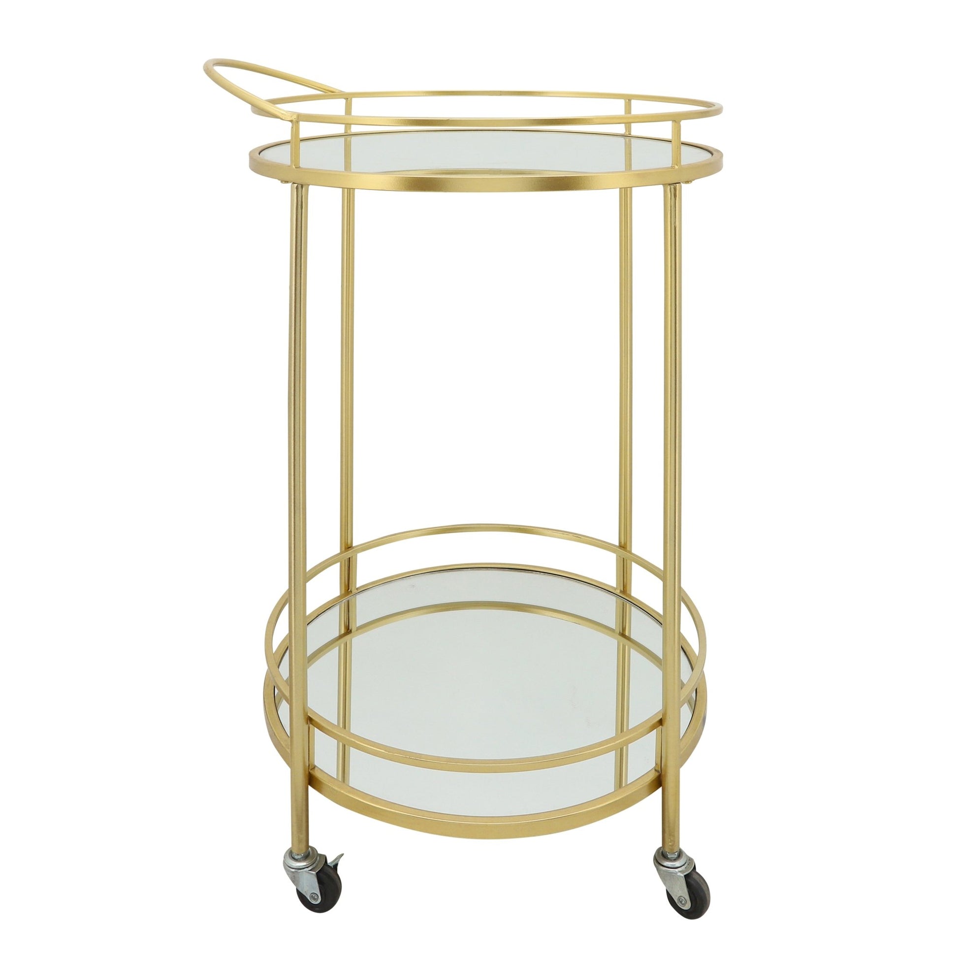 Metal 32"H Round 2-Layered Bar Cart, Gold Serving Carts| Sagebrook Home