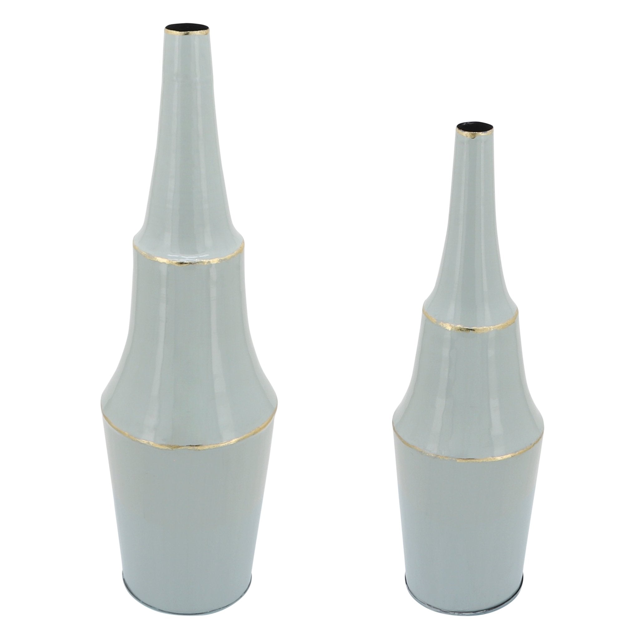 METAL, 33"H VASE W/ GOLD TRIMS, GRAY Vases and Jars| Sagebrook Home