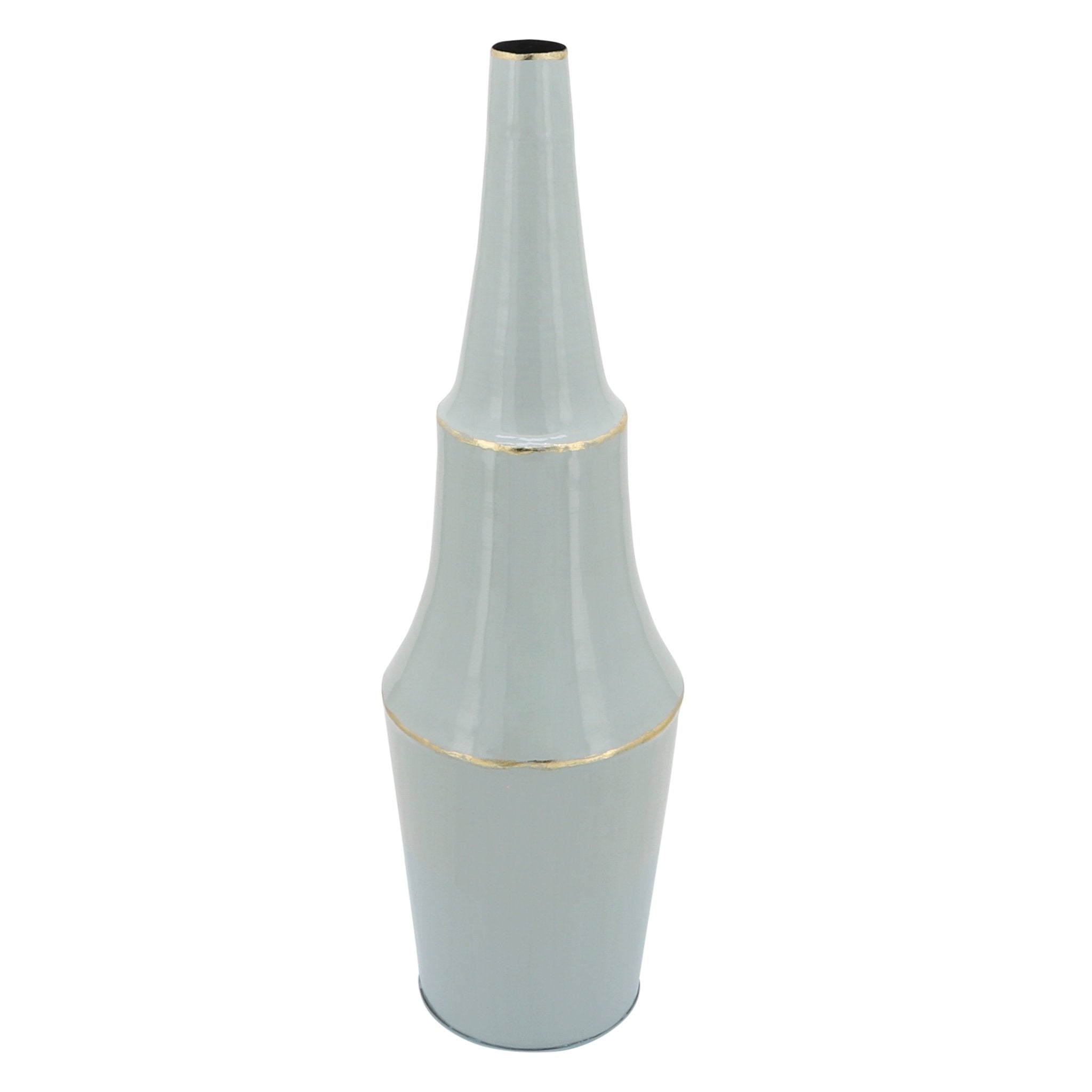 METAL, 33"H VASE W/ GOLD TRIMS, GRAY Vases and Jars| Sagebrook Home