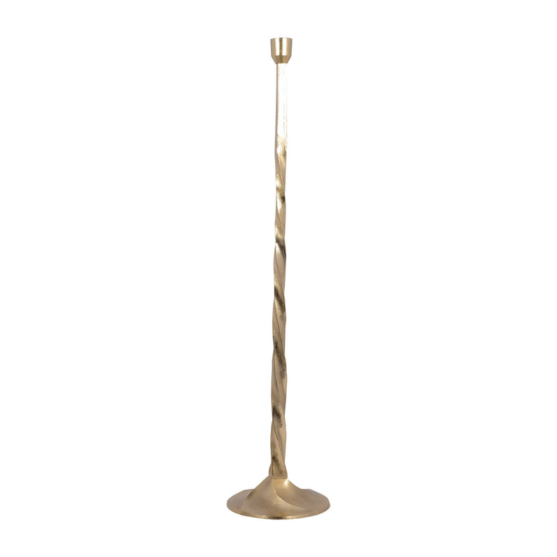 METAL, 36" TWISTED FLOOR TAPER CANDLEHOLDER, GOLD - Al Rugaib Furniture